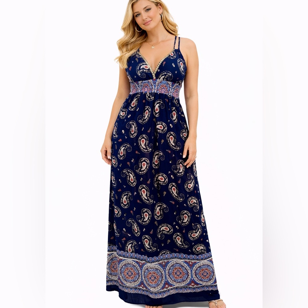 Papaya Multicolored Sleeveless Sundress Maxi SMALL